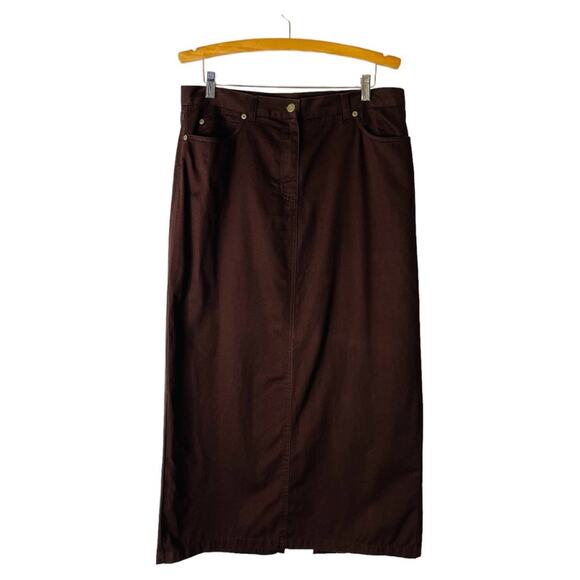 Vintage brown cottagecore academia preppy midi maxi slit straight skirt 14 - Picture 1 of 6